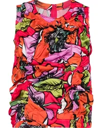 Comme des Garçons Gerüschtes Tanktop mit Blumen-Print Orange