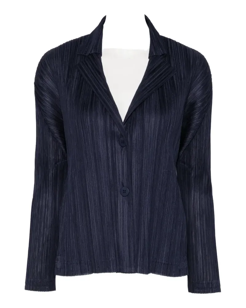 Issey Miyake pleated notch-lapel jacket - Blau Blau