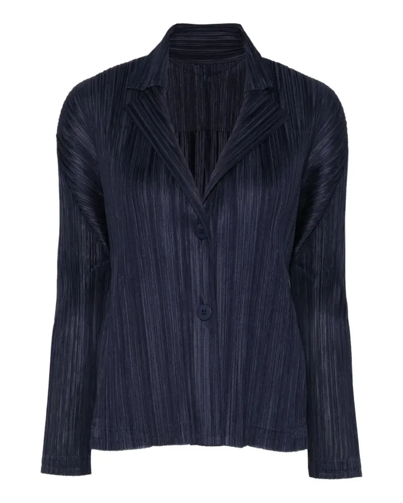 Issey Miyake Plissierte Jacke mit fallendem Revers - Blau Blau