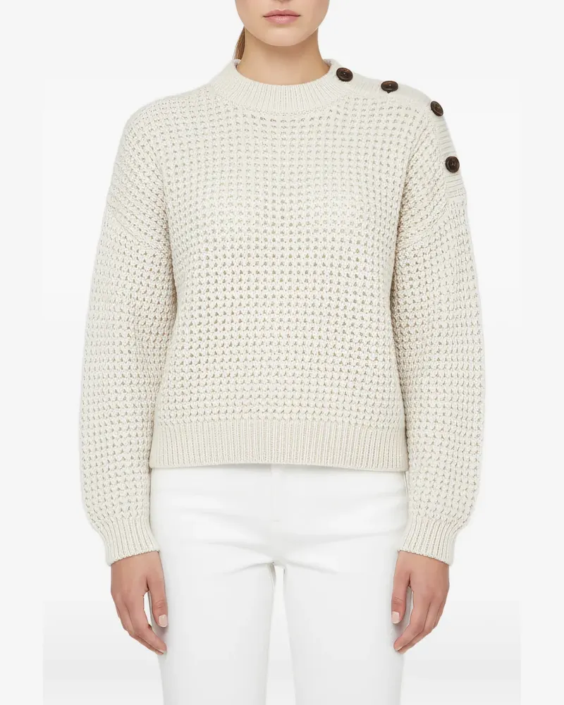 Brunello Cucinelli button-detail waffle-knit sweater - Nude Nude