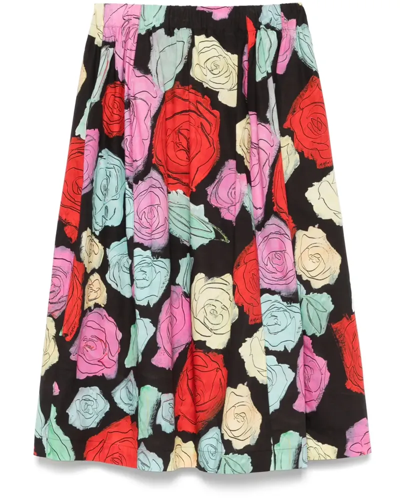 Marni Rock mit Blumen-Print - Schwarz Schwarz