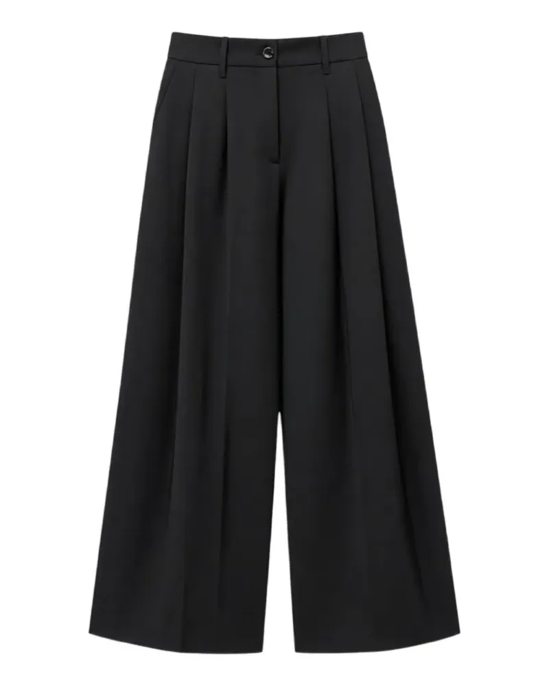 nine:inthe:morning Wide-Leg-Hose mit Bundfalten - Schwarz Schwarz