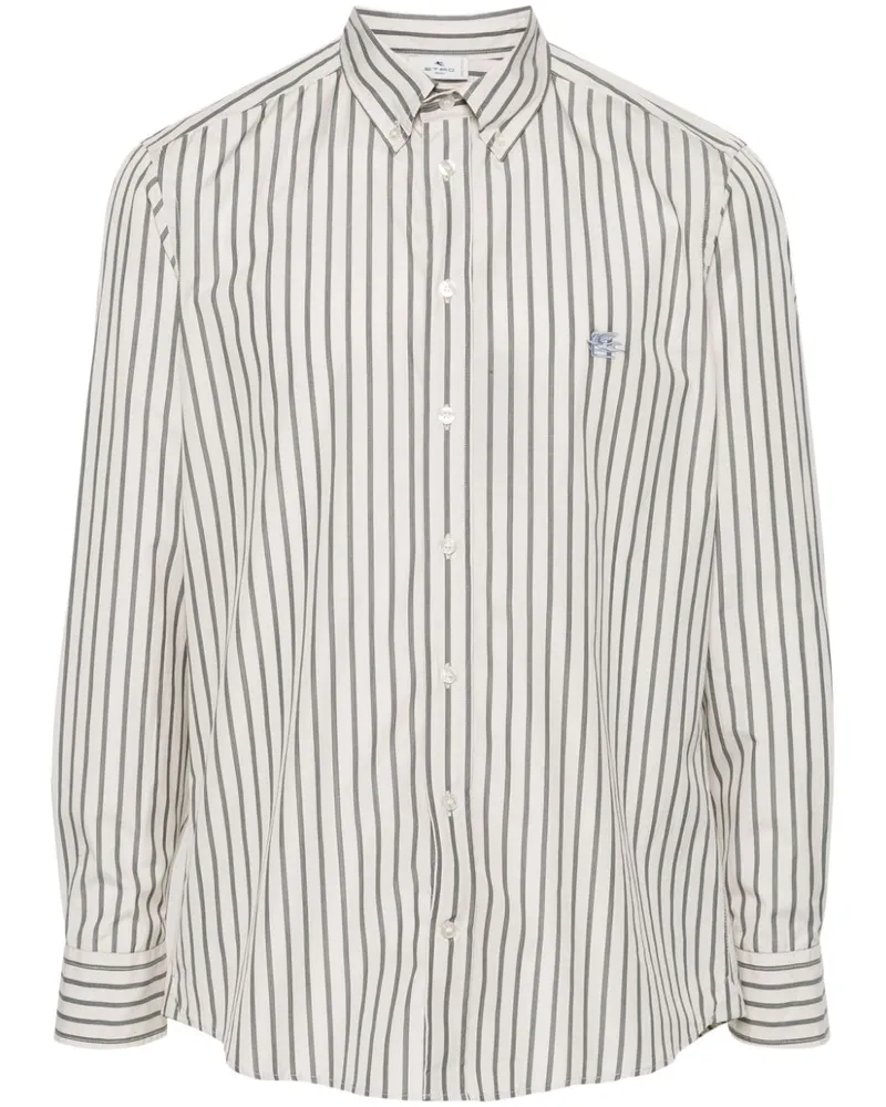 Etro Gestreiftes Hemd mit Pegaso-Motiv - Nude Nude