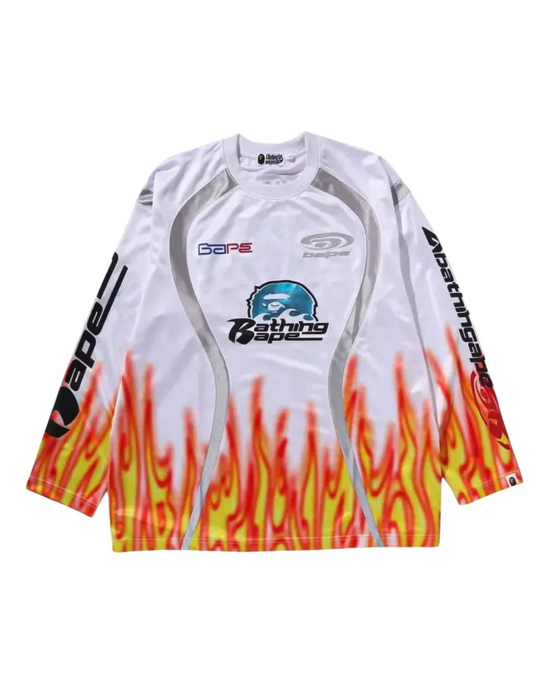 BAPE T-Shirt mit Flammenmuster - Weiß Weiß
