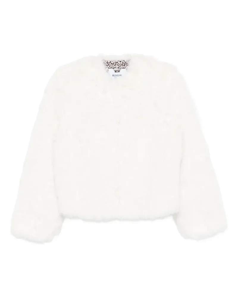 Blumarine Jacke aus Faux Fur mit rundem Ausschnitt - Weiß Weiß