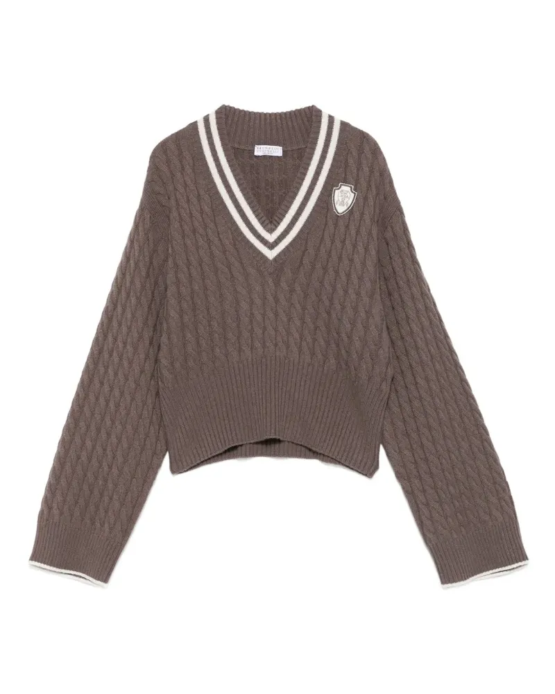 Brunello Cucinelli Pullover mit Zopfmuster - Braun Braun