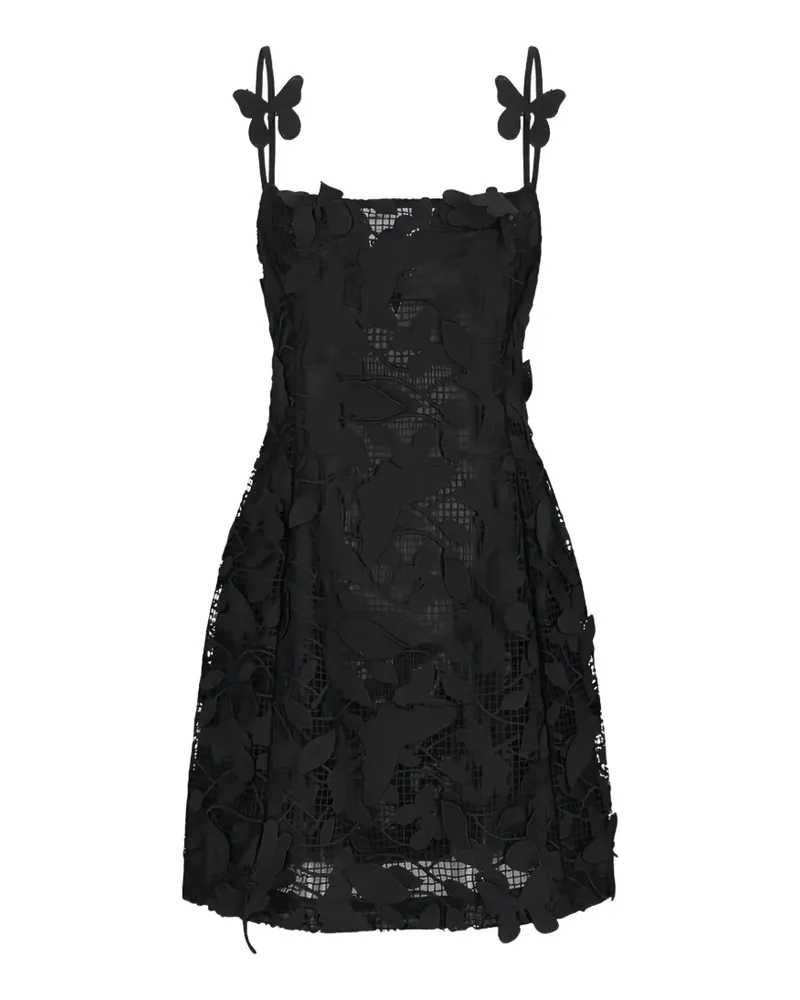 Blumarine butterfly-appliqué macramé lace dress - Schwarz Schwarz