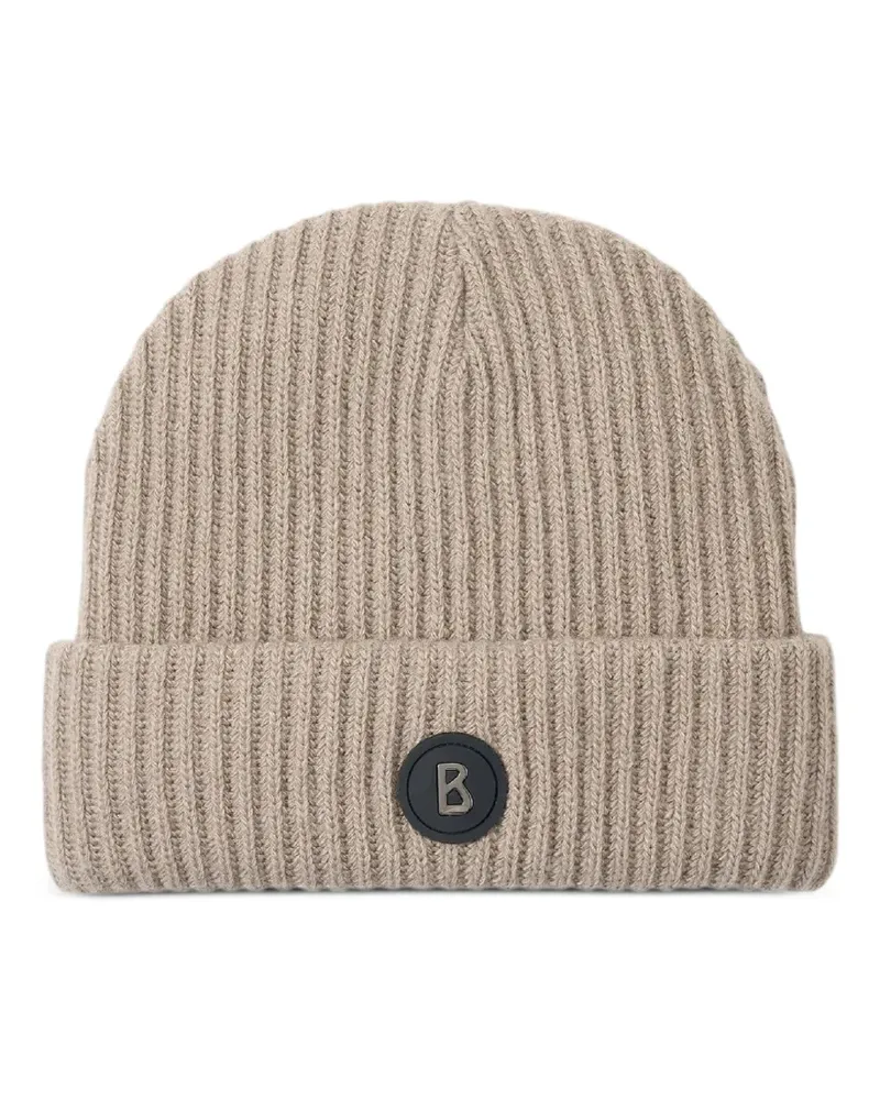Bogner Gerippte Gustav Mütze mit Logo-Patch - Nude Nude