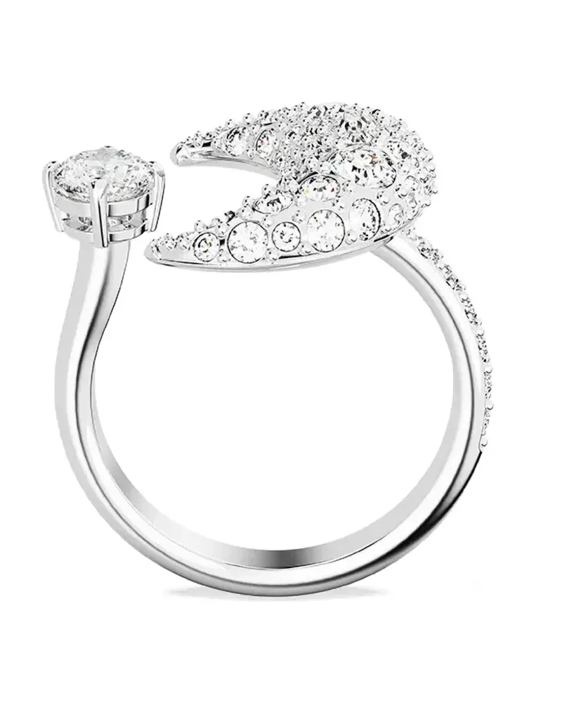 Swarovski Offener Luna Sichelmond-Ring mit Kristall - Silber Silber