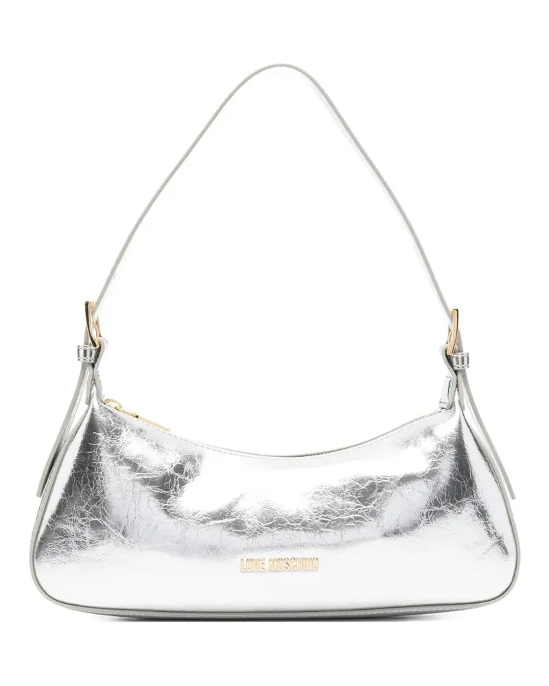 Moschino Schultertasche mit Logo - Silber Silber
