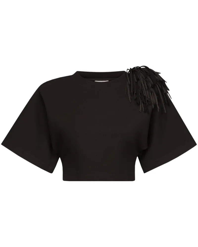 Area T-Shirt mit Fransenbrosche - Schwarz Schwarz