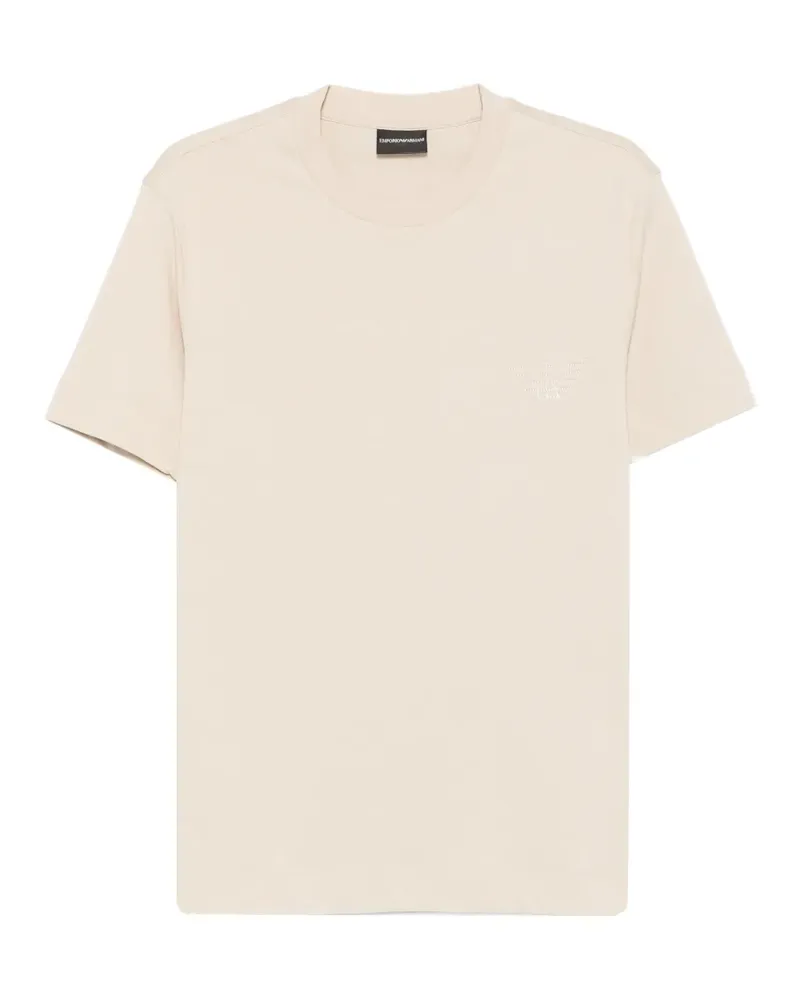 Emporio Armani logo-embroidered T-shirt - Nude Nude