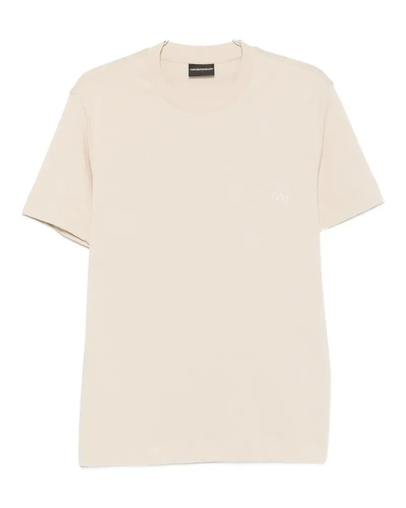 Emporio Armani logo-embroidered T-shirt - Nude Nude