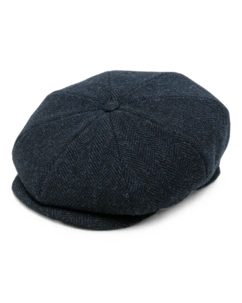 Gran Sasso Flache Baskenmütze mit Fischgrätenmuster - Blau Blau
