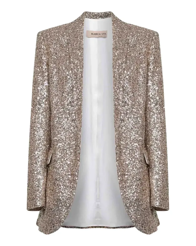 Blanca sequin-embelished shawl-collar blazer - Gold Gold