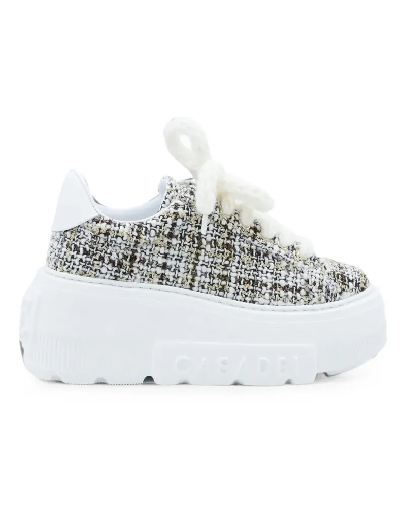 Casadei Nexus tweed platform sneakers - Weiß Weiß