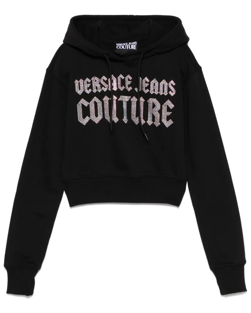 Versace Jeans Hoodie mit Strass-Logo - Schwarz Schwarz