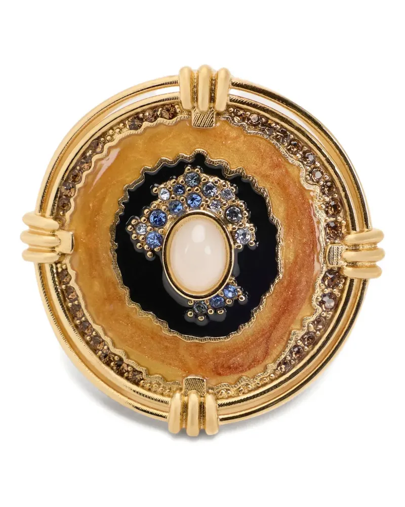 Roberto Cavalli Emaillierter Ring mit Kristallen - Gold Gold