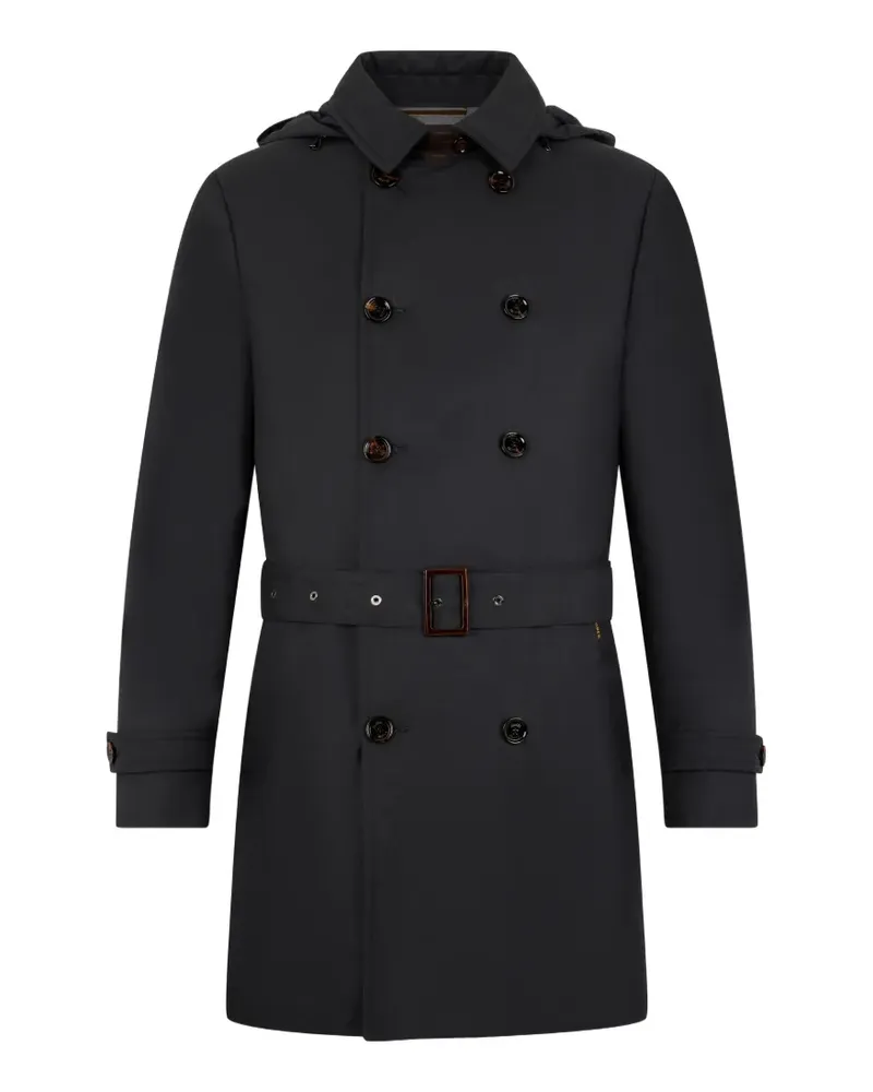 MOORER Trenchcoat mit Kapuze - Schwarz Schwarz