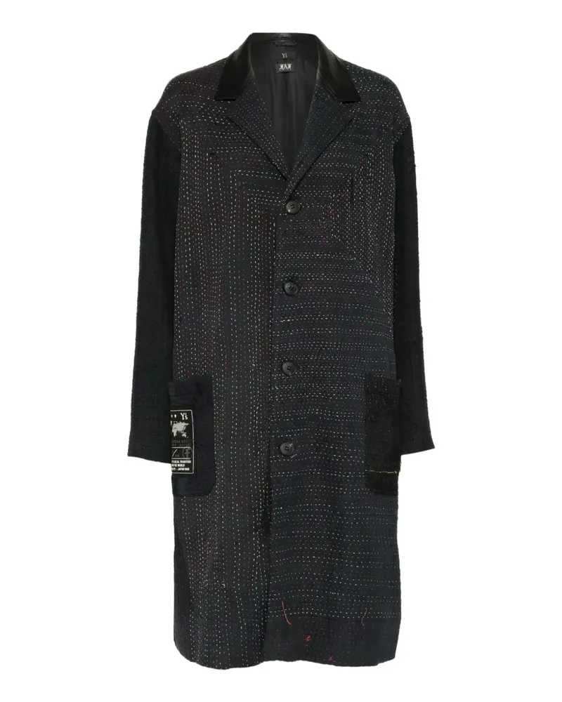 Yohji Yamamoto Mantel mit Sashiko-Stickerei - Schwarz Schwarz
