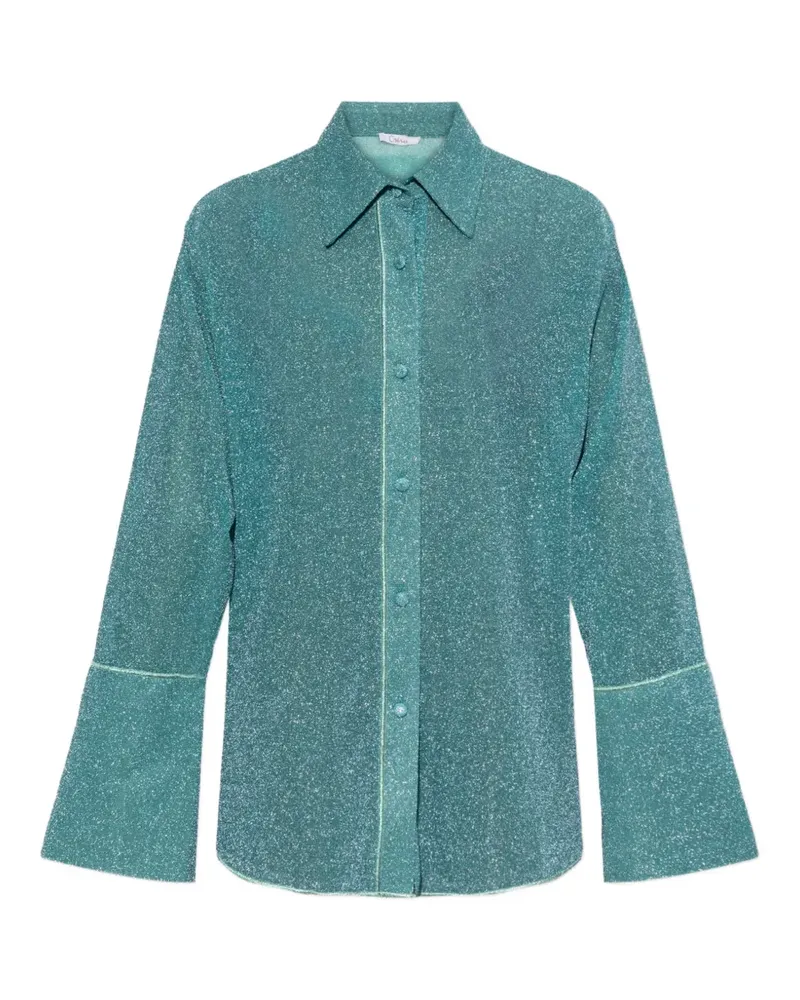 Oséree Langarmshirt mit Glitter-Optik - Blau Blau