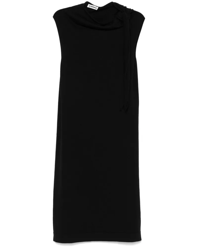 Jil Sander Fein gestricktes Midikleid mit Drapierung - Schwarz Schwarz