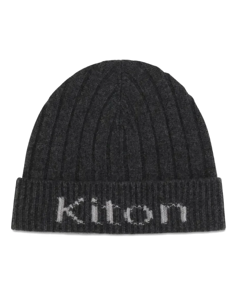 Kiton Gerippter Hut mit Logo-Intarsie - Grau Grau