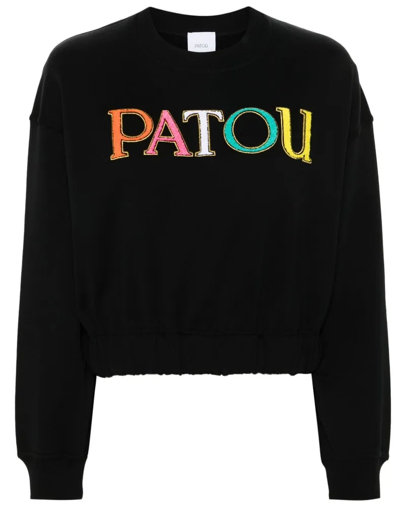 Patou Cropped-Sweatshirt mit Logo-Stickerei Schwarz