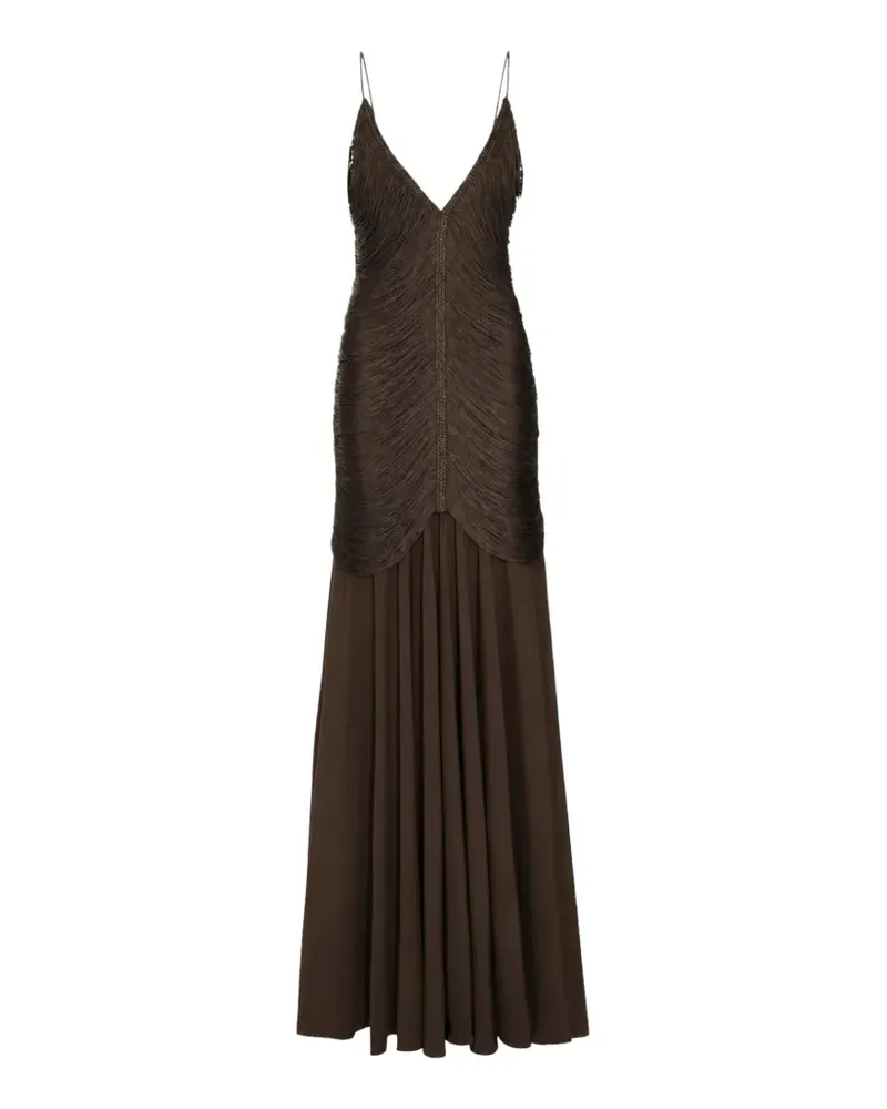 BLESS Nostalgia fringe-embellished maxi dress - Braun Braun