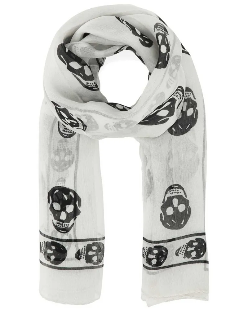 Alexander McQueen Schal mit Totenkopf - Weiß Weiß
