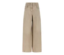 Monile-detail wide barrel jeans - Nude