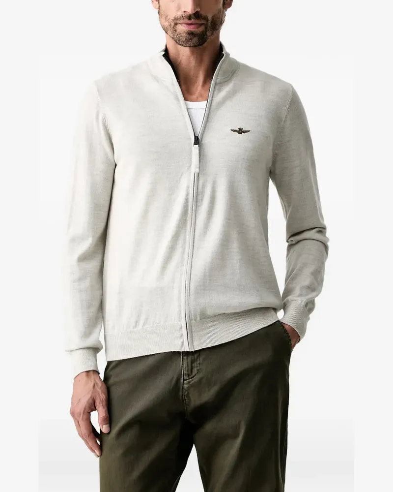 Aeronautica Militare wool zip-up cardigan - Grau Grau