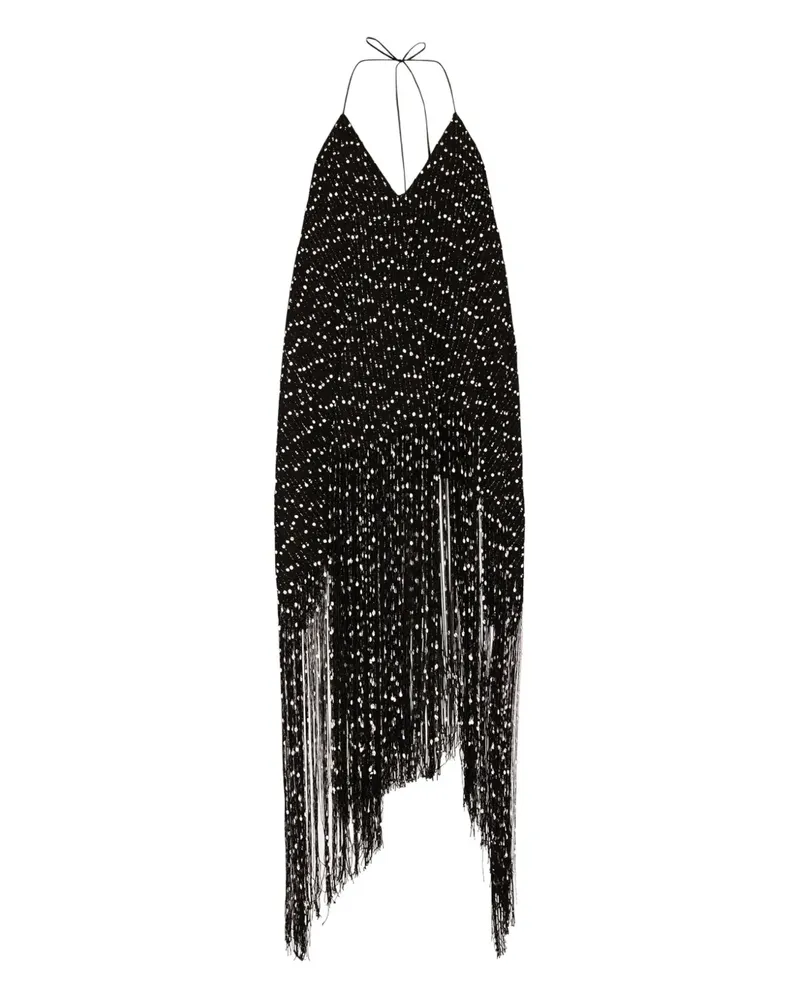 Jacquemus Asymmetrisches Riviera Neckholder-Kleid mit Fransen - Schwarz Schwarz