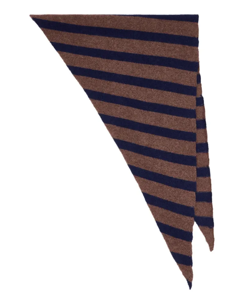 Paul Smith Gestreiftes Halstuch aus brauner und marineblauer Lammwolle Braun