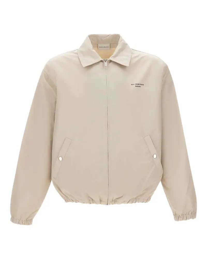 Drôle de Monsieur slogan-print zip-up jacket - Nude Nude