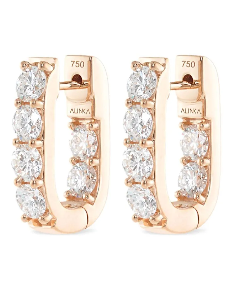 Alinka 18kt Linka Grande Rotgoldcreolen mit Diamanten - Rosa Rosa