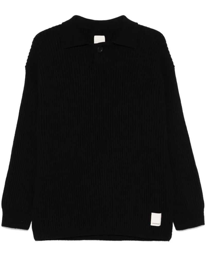 Emporio Armani Poloshirt aus geripptem Strick - Schwarz Schwarz