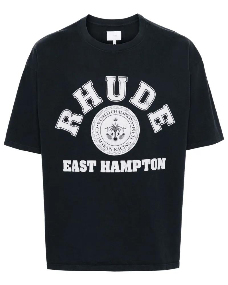 RHUDE Hampton Catamaran T-Shirt mit Logo-Print Blau