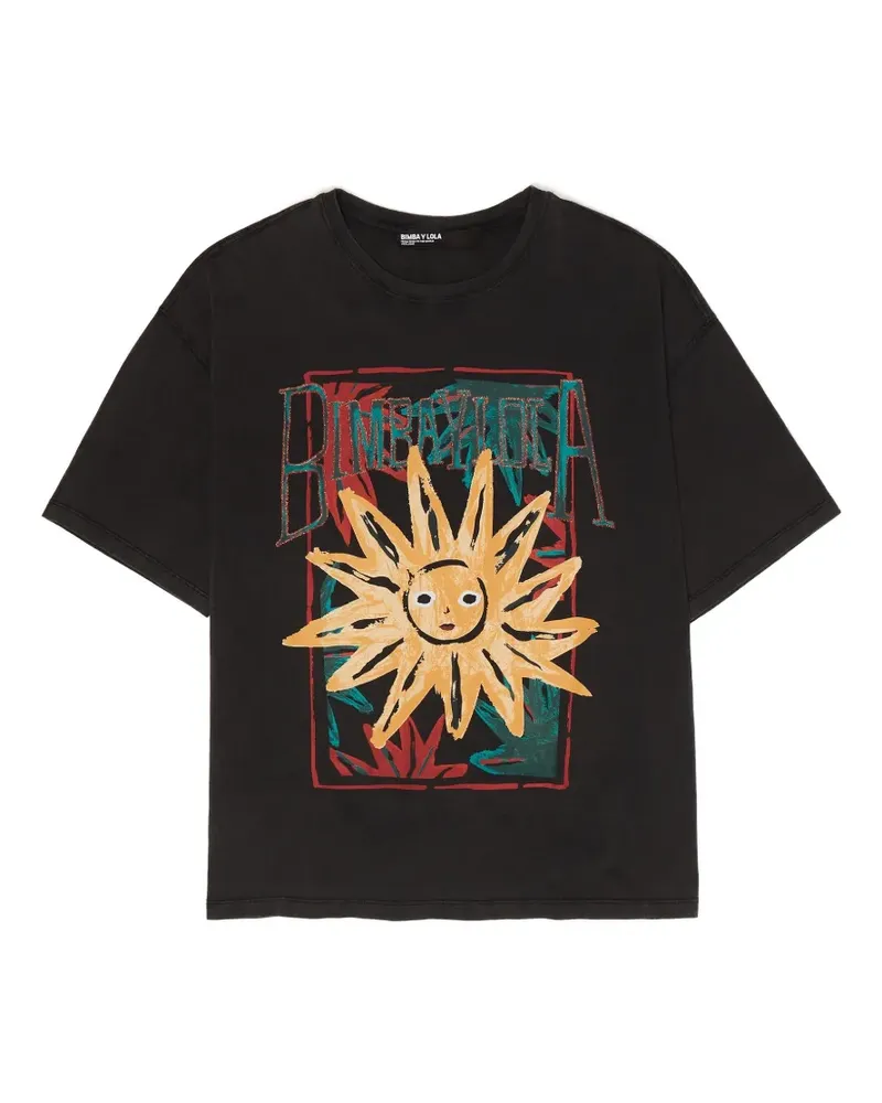 BIMBA Y LOLA Oversized-T-Shirt mit Sonnen-Logo-Print - Schwarz Schwarz