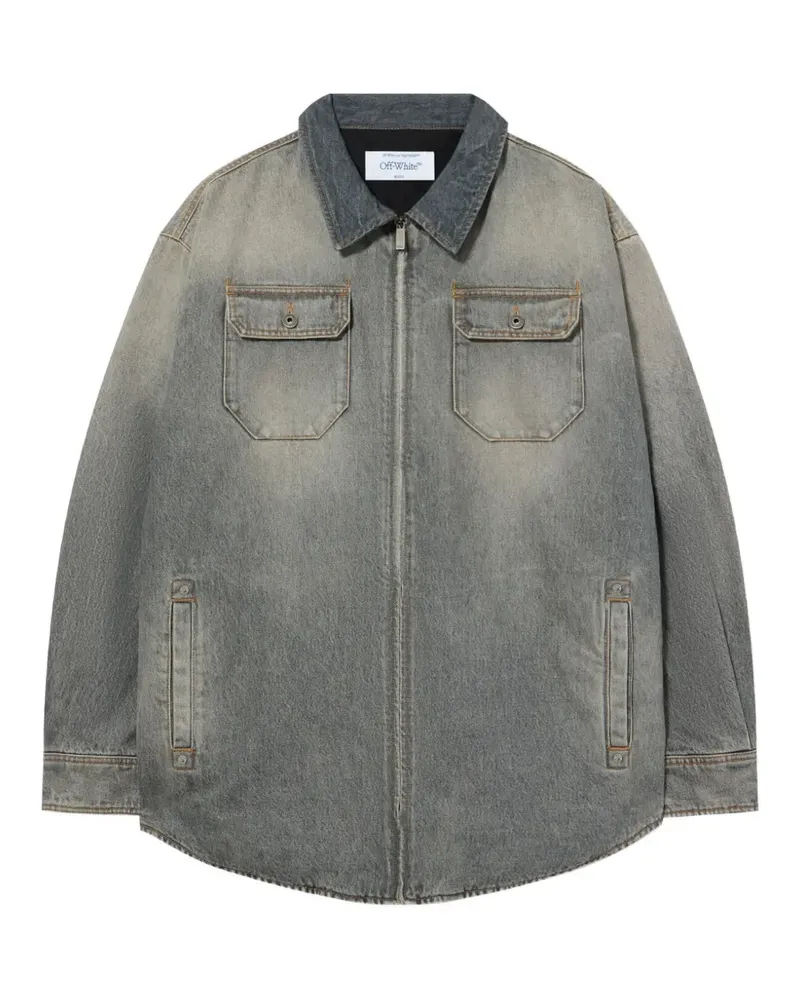 OFF-WHITE Bookish Jeansjacke mit Reißverschluss - Grau Grau