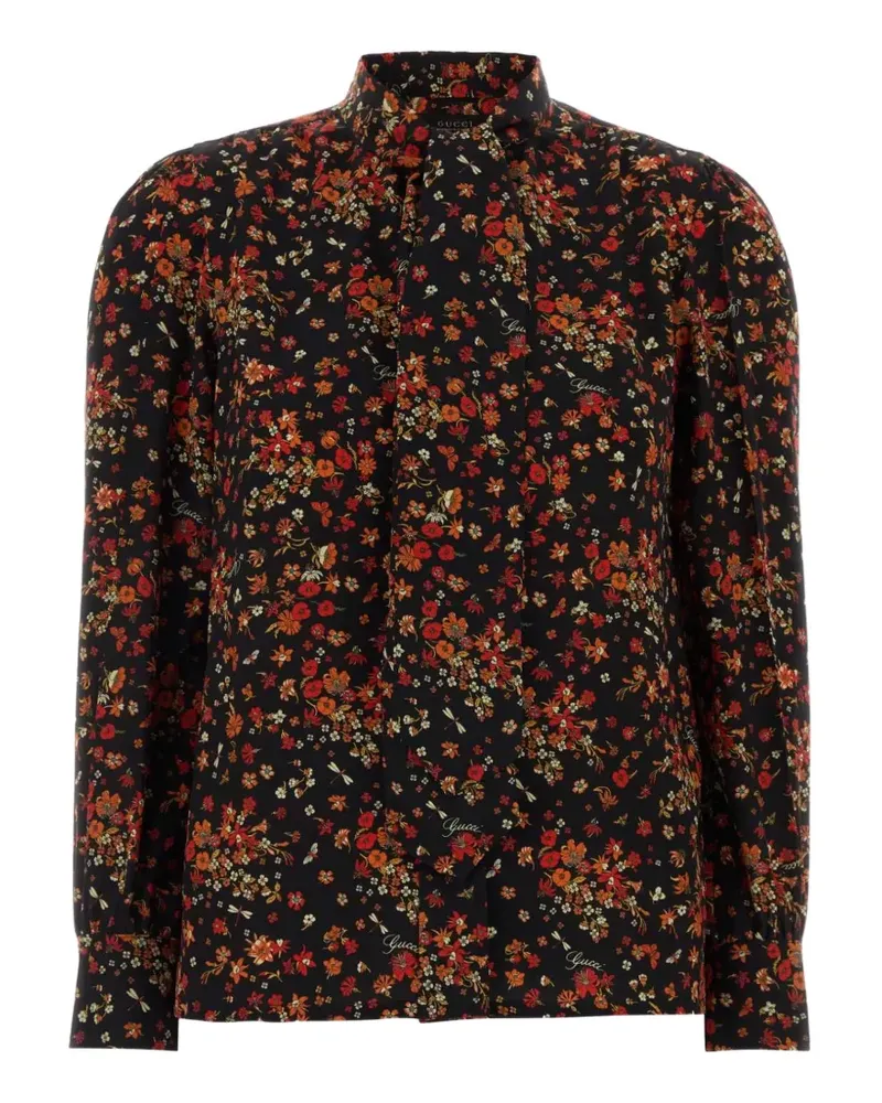 Gucci Schluppenhemd mit Print - Schwarz Schwarz