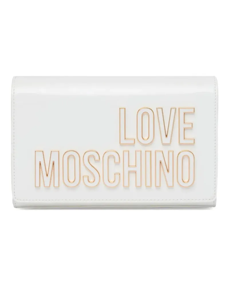 Moschino lettering chain clutch bag - Weiß Weiß