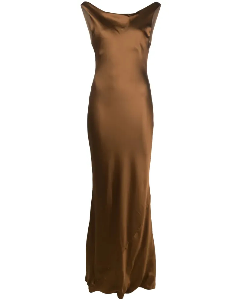 Norma Kamali Maria Abendkleid mit Satin-Finish - Braun Braun
