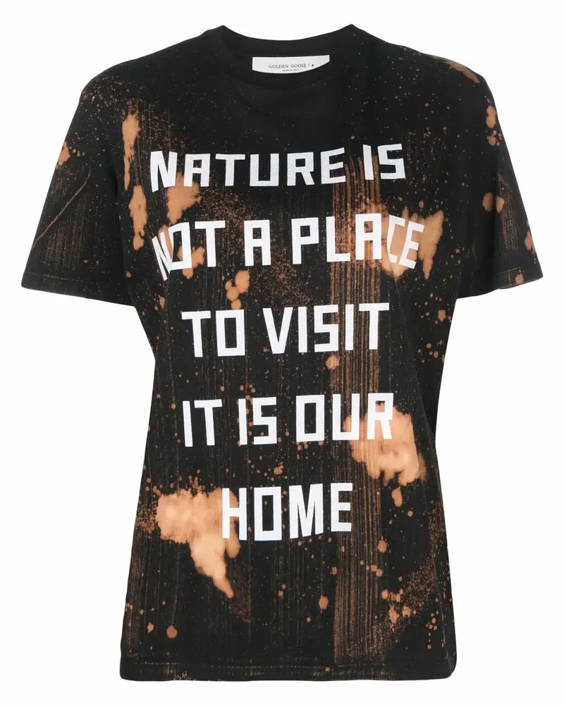 Golden Goose T-Shirt mit Slogan-Print - Schwarz Schwarz