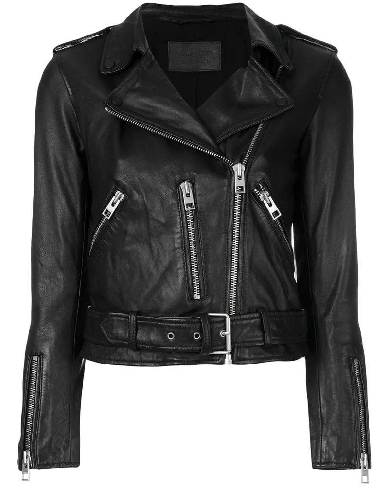 AllSaints Cropped-Jacke mit Reißverschluss Schwarz