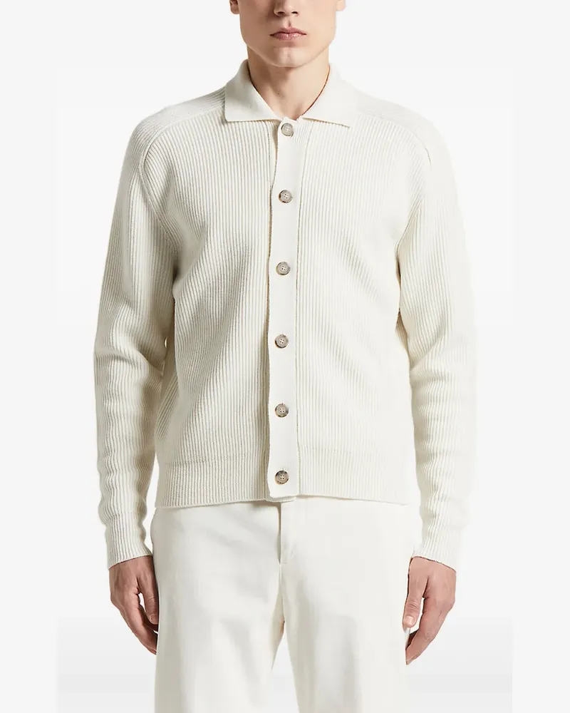 Peserico Gerippter Cardigan mit Polokragen - Weiß Weiß
