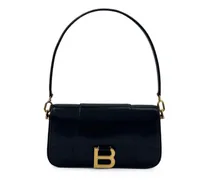 Hourglass Schultertasche mit Logo-Schild - Schwarz