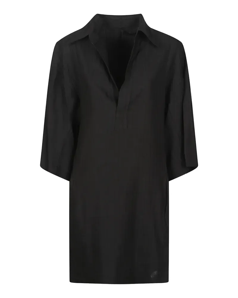 Petar Petrov herringbone-pattern drawstring-waist mini dress - Schwarz Schwarz