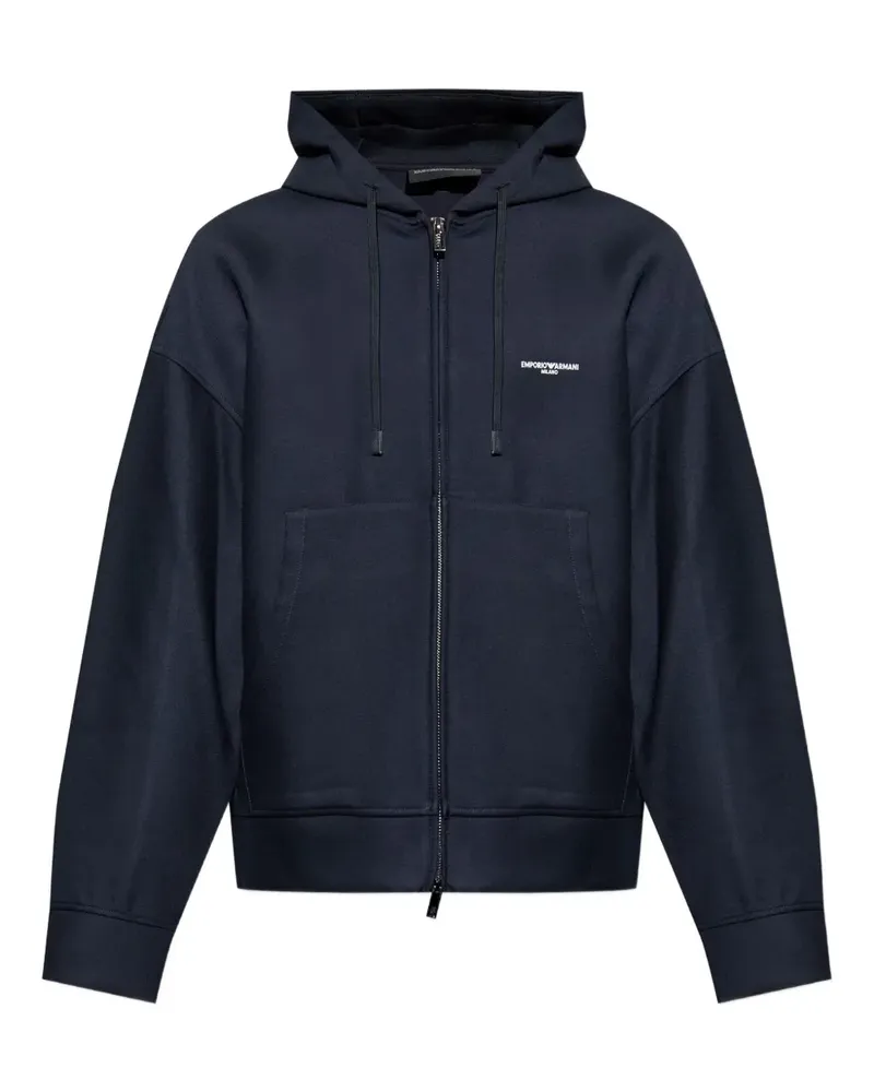 Emporio Armani Kapuzenjacke mit Logo-Print - Blau Blau