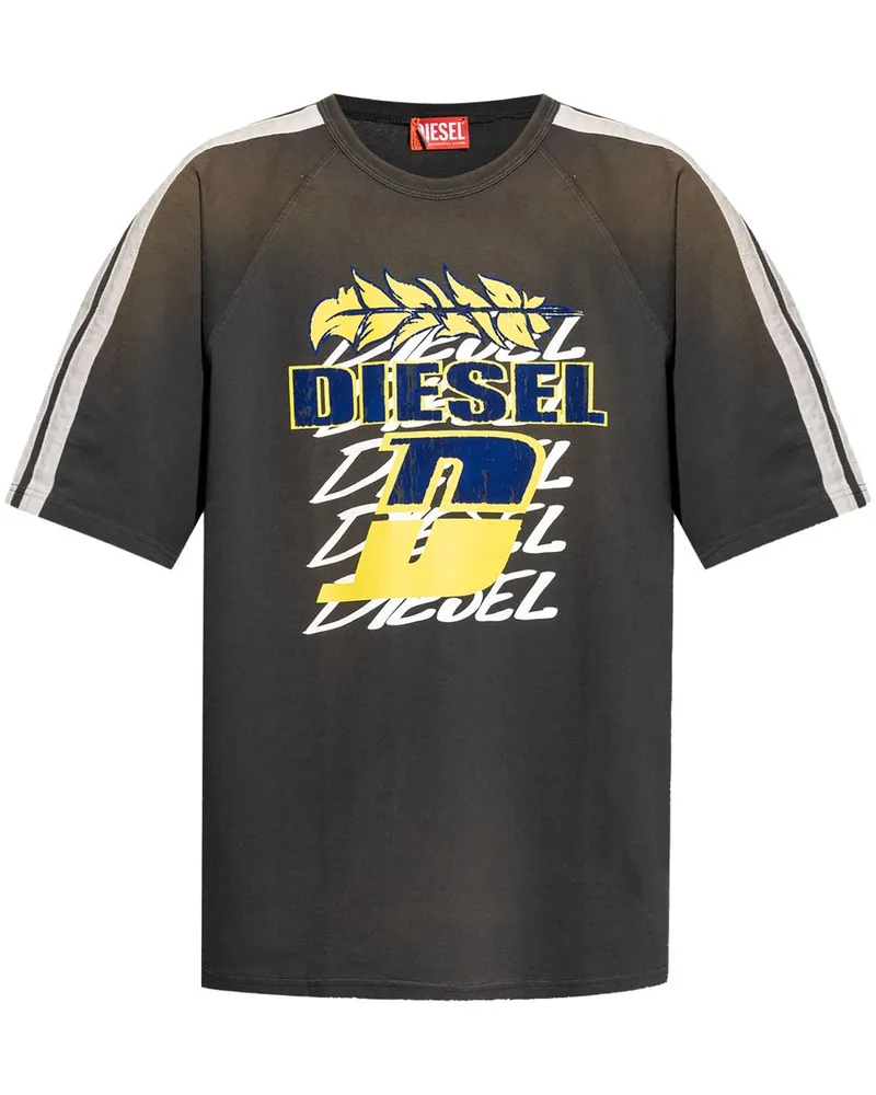 Diesel T-Shirt mit Logo-Print Schwarz